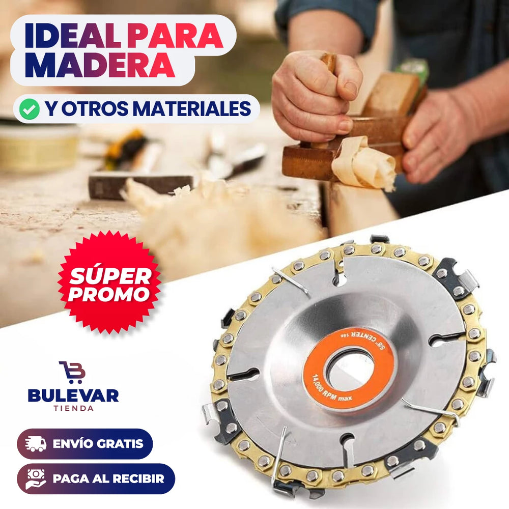 DISCO CON CADENA PARA CORTE DE MADERA